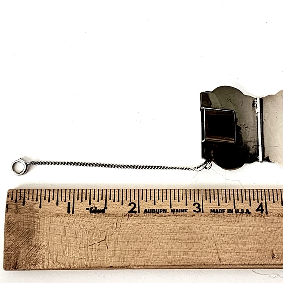 Etched Sterling Silver Vintage Linked Wide Panel Hinged Bracelet Cuff - Picture 13 of 14